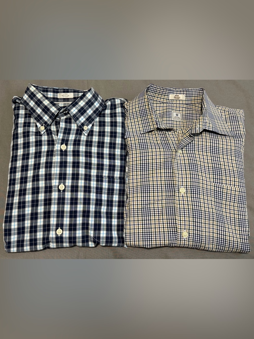 Lot Of 2 Peter Millar Check Plaid Button Down Shirts Cotton Men’s Large